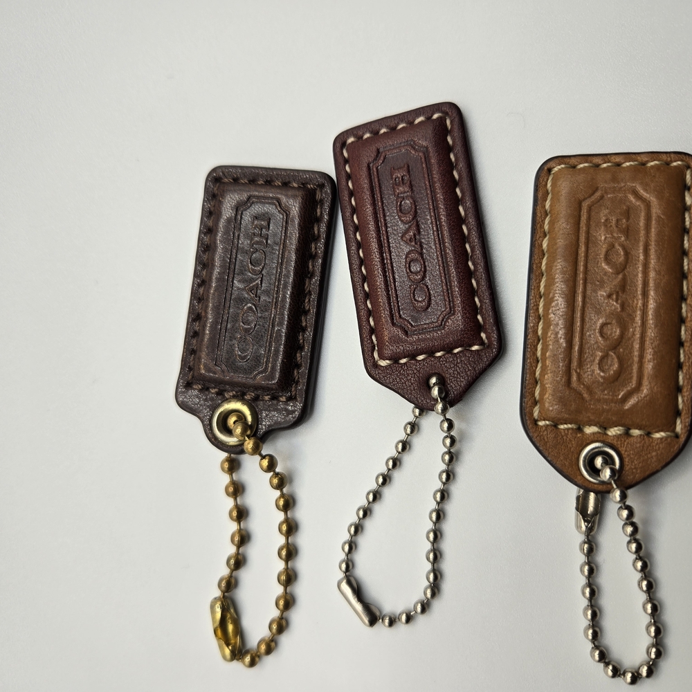 Coach Brown Leather Keychain Set